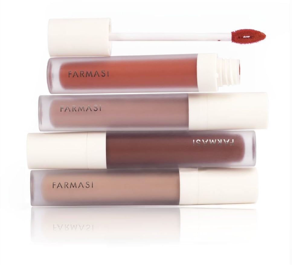 FARMASi Make Up Matte Liquid Lipstick, Long-Lasting and Ultra-comfortable, High-Impact, Lightweight, Organic, Pure Pigments 0.14 fl.oz (Nude Essence)