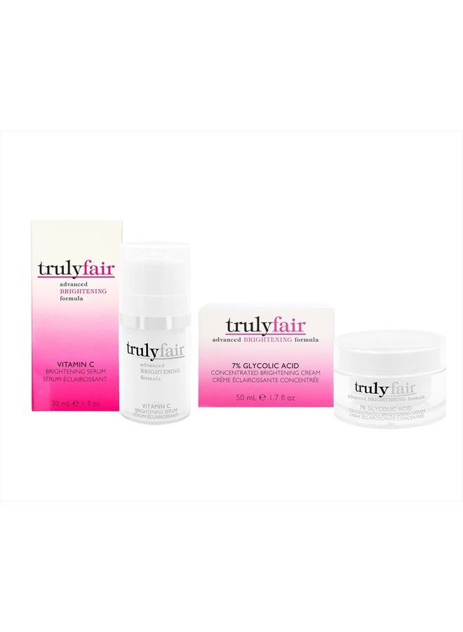 Face Brightening Kit – Vitamin C Serum 1 oz & 7% Glycolic Acid Concentrated Cream 1.7 oz - Skincare Kit- Anti-Aging - Moisturizing formula - Paraben-free - For women